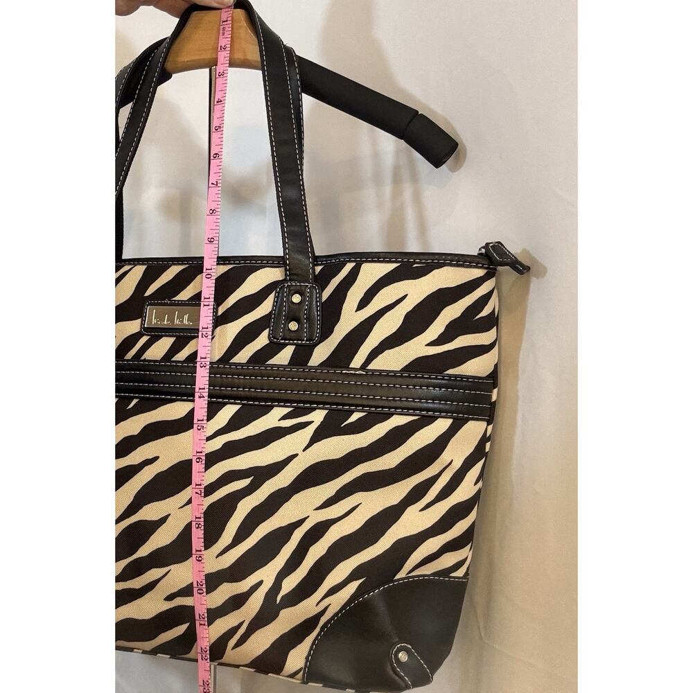 Nicole Miller Zebra Print Tote Bag Large Canvas‎ Work Travel Purse Black Cream - Picture 8 of 8